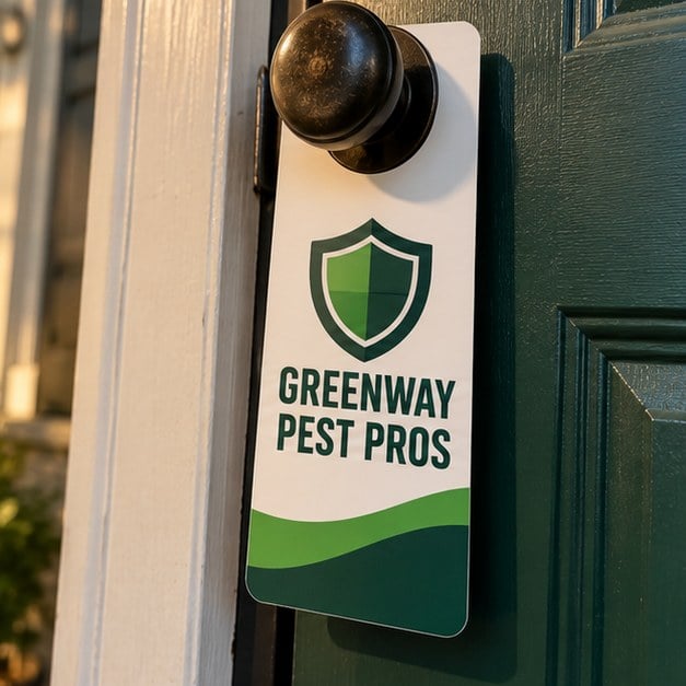 Customer photo of a custom door hanger on a door